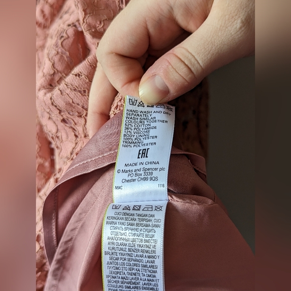 Antique Rose Lace Dress M&S Size 18 - Picture 10 of 10